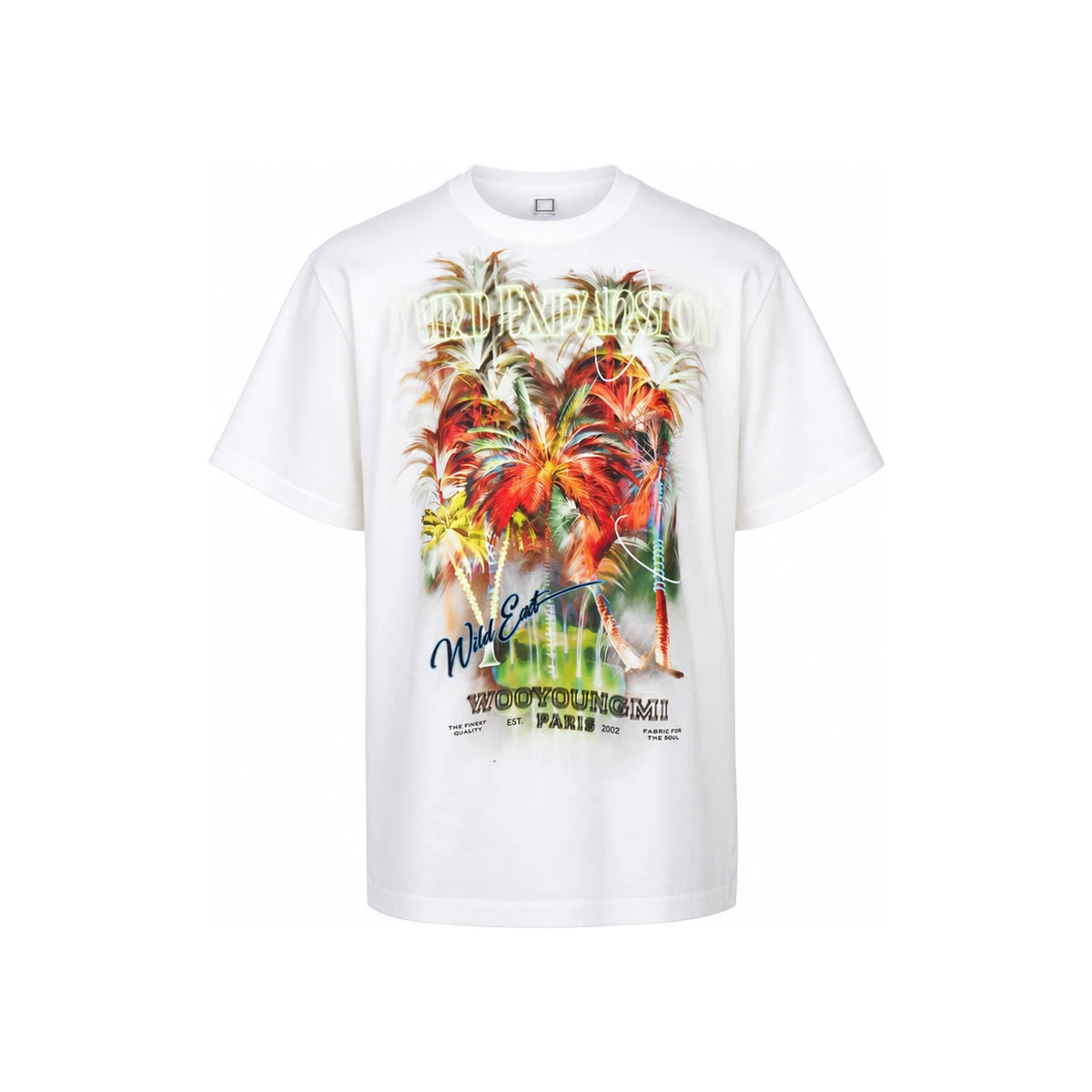 WOOYOUNGMI White Palm Tree Graphic Back Logo T-Shirt W251TS04 716W