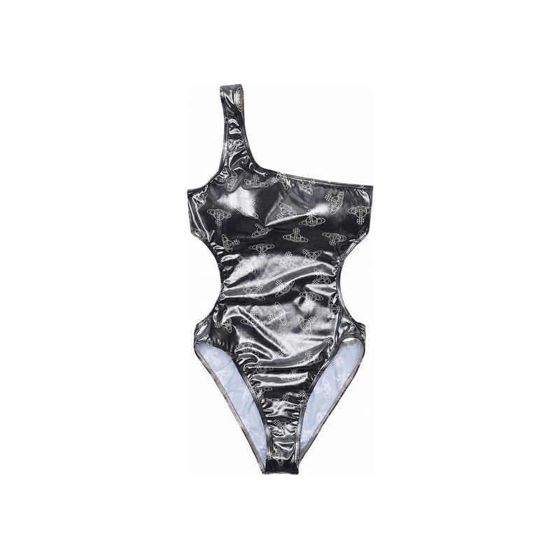 Vivienne Westwood Women’s Logo Pattern One-Shoulder Swimsuit Black