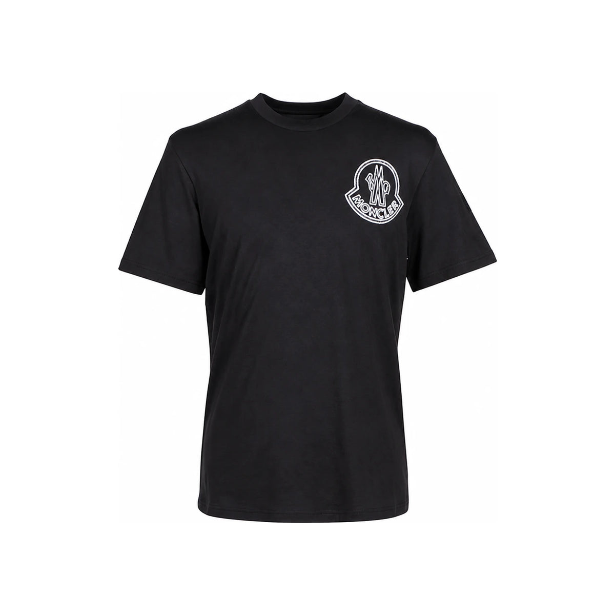 Moncler Men’s Black Logo Print Patch Short Sleeve T-Shirt