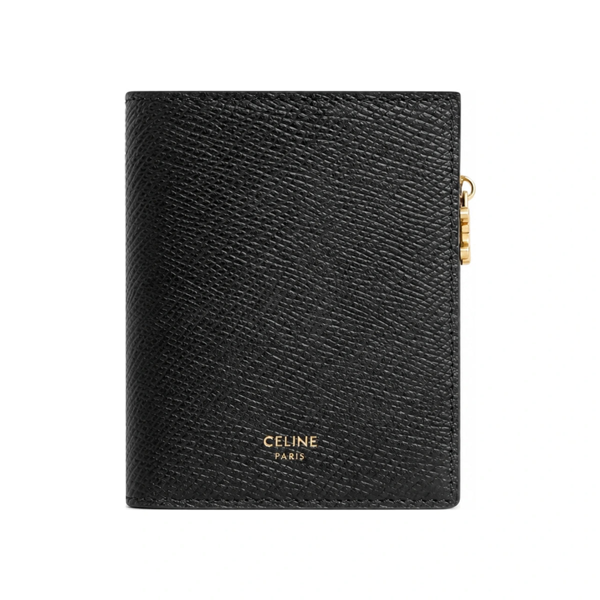 CELINE Triomphe Charm Small Bifold Wallet Black Leather Women