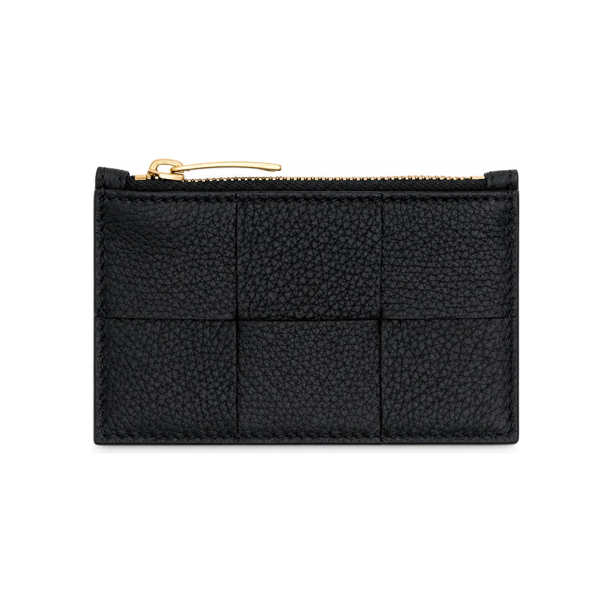Bottega Veneta Intrecciato Zipper Black Leather Card Holder