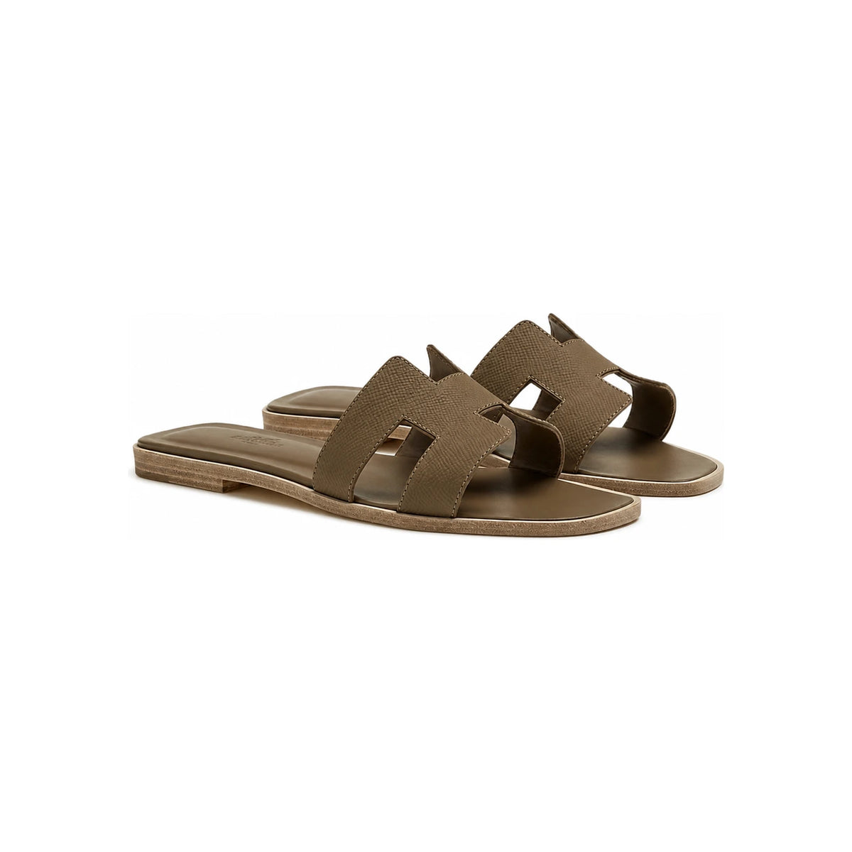HERMES Oran Leather Slide Sandals for Women