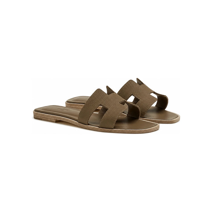 HERMES Oran Leather Slide Sandals for Women
