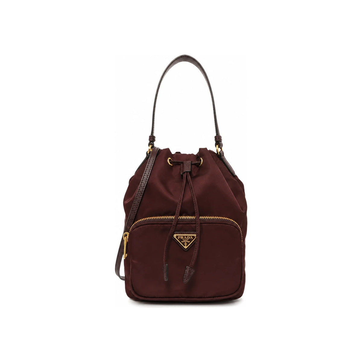 PRADA Re-Nylon Triangle Logo Duet Bucket Shoulder Bag with Pouch