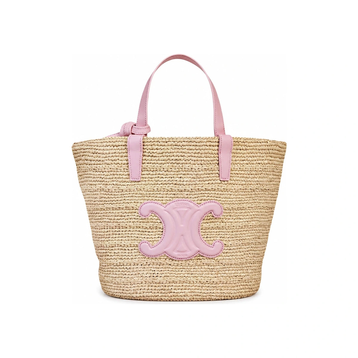 CELINE Teen Supple Classic Panier Raffia Calfskin Tote Bag Tan