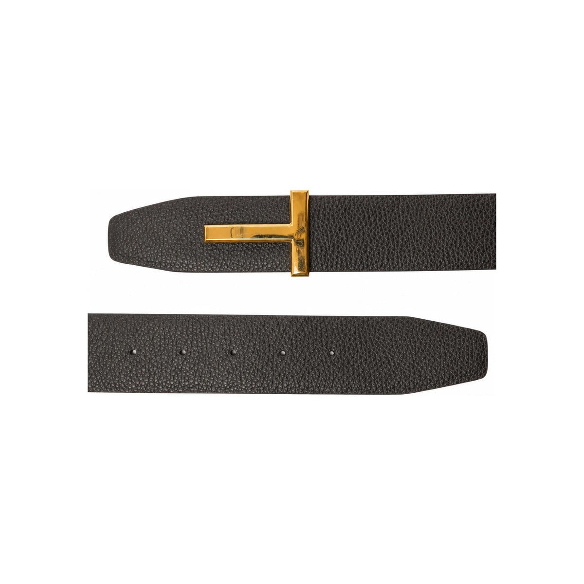 TOM FORD Reversible Leather Belt with Gold T Logo Buckle Men’s TB178 LCL236G