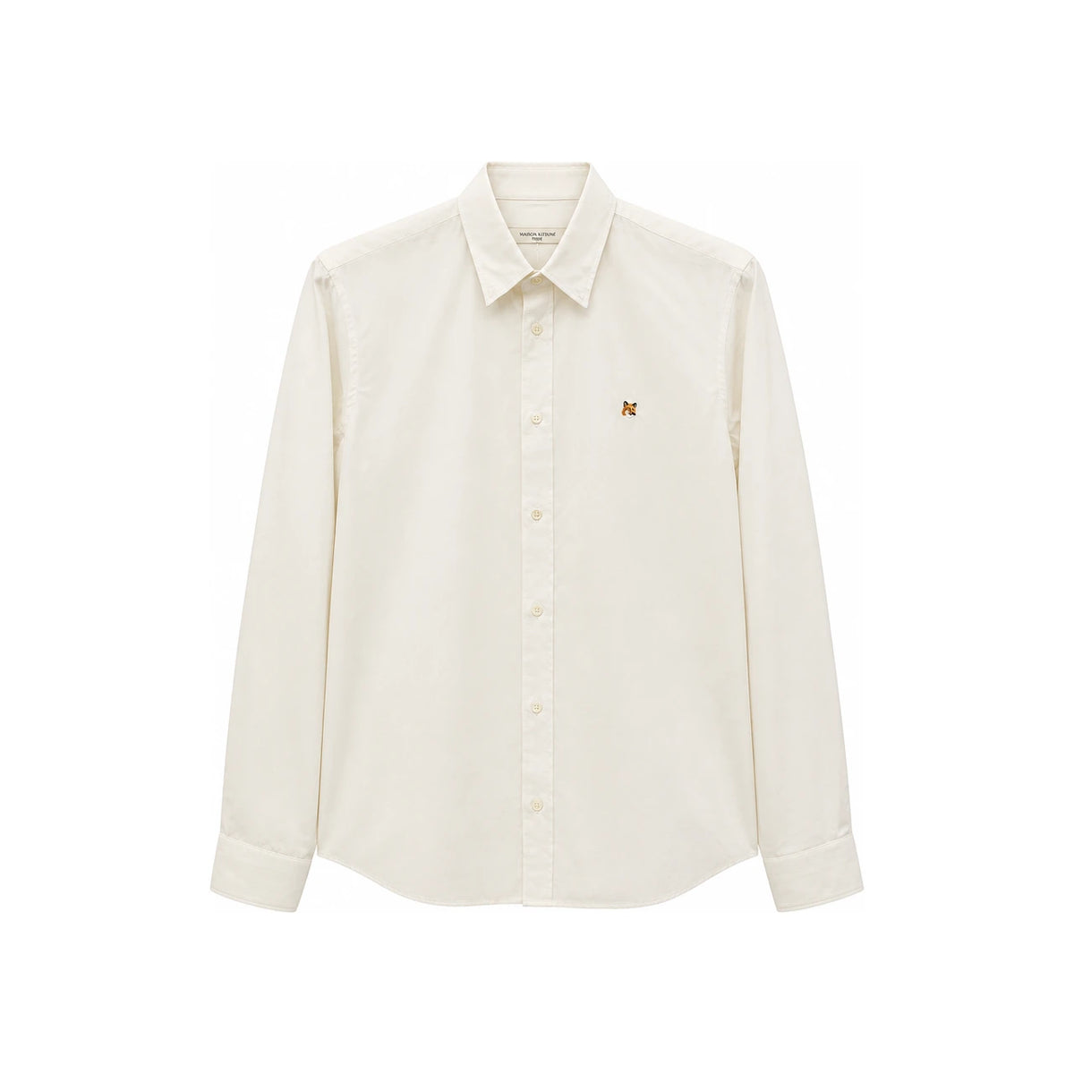 Maison Kitsune Fox Head Embroidery Classic Long Sleeve Shirt White