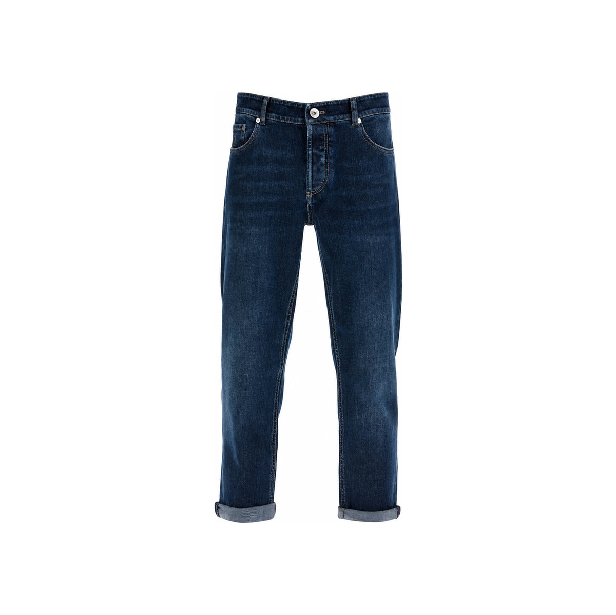 Brunello Cucinelli Mid Blue Traditional Fit Denim Jeans Men