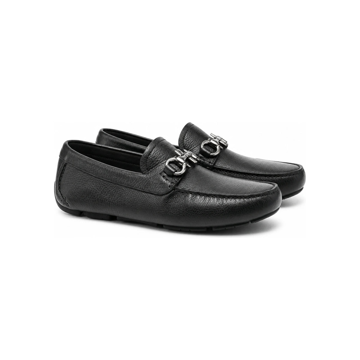 Ferragamo Gancini Wide Fit EE Men’s Leather Loafers Brown
