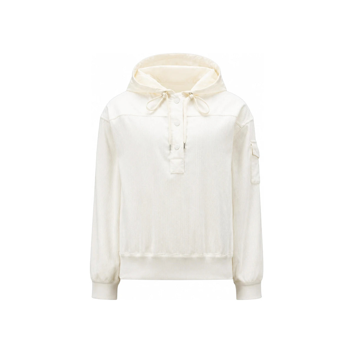 Moncler White Corduroy Long Sleeve Hooded T-Shirt