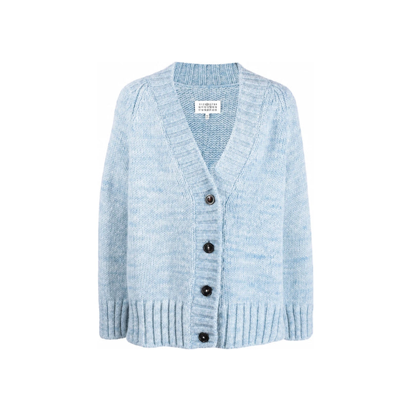 Maison Margiela V-Neck Botanical Dye Women’s Cardigan Navy Wool