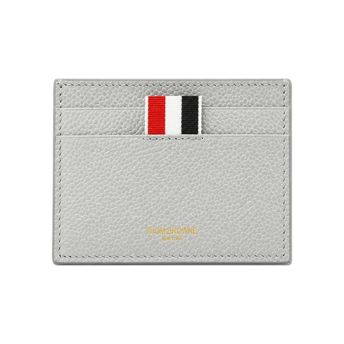 THOM BROWNE Pebble Grain Tricolor Tab Leather Card Holder Wallet