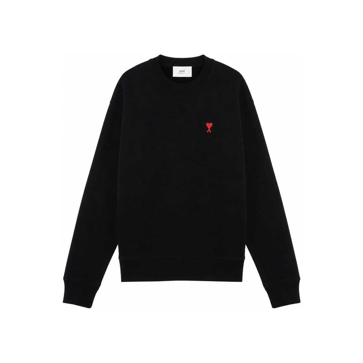 AMI Men's Heart Logo Black Crewneck Sweatshirt BFUSW001 730