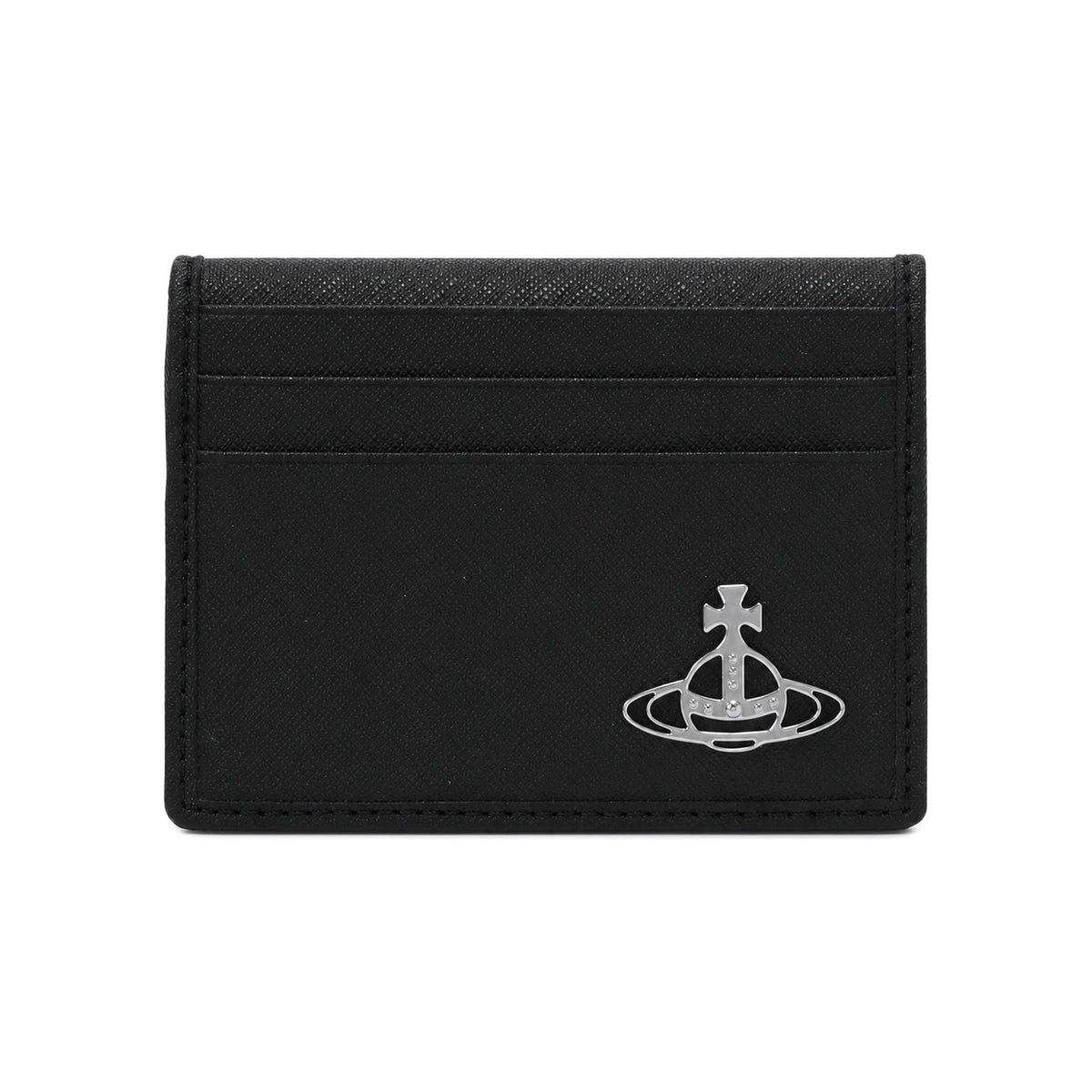 Vivienne Westwood Silver-Tone ORB Flap Card Holder Wallet 5402000EM S000B N401