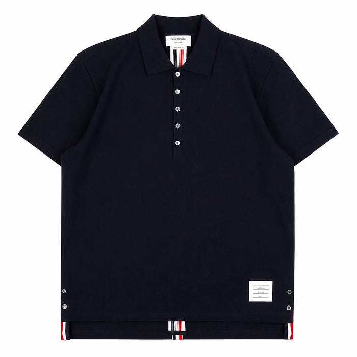 THOM BROWNE Navy Center-Back Stripe Polo Shirt