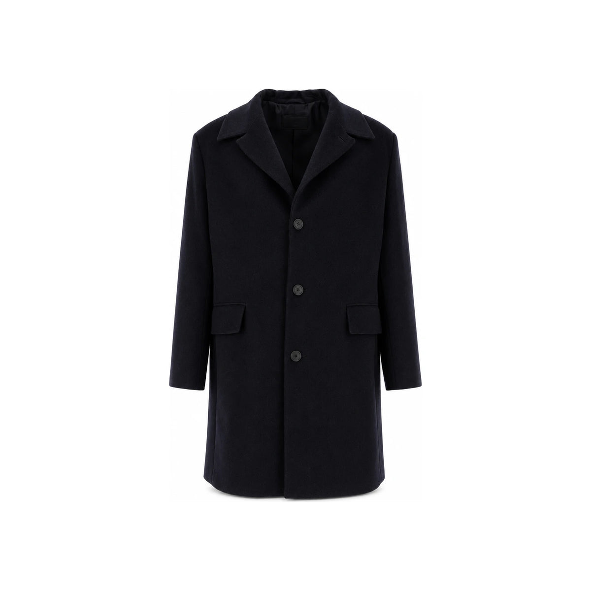 PRADA Black Wool Blend Long Coat for Men