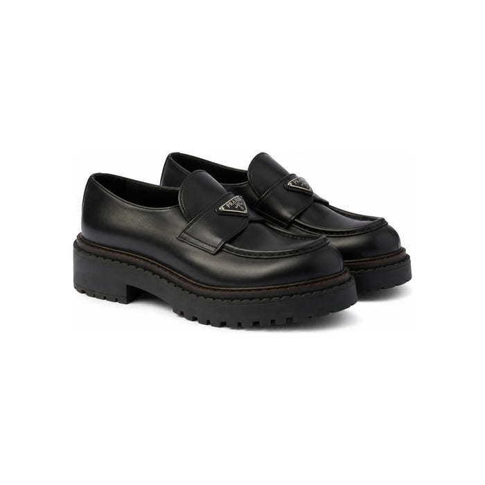 PRADA Enamel Triangle Logo Loafers Unisex 2DE148 070 F0002