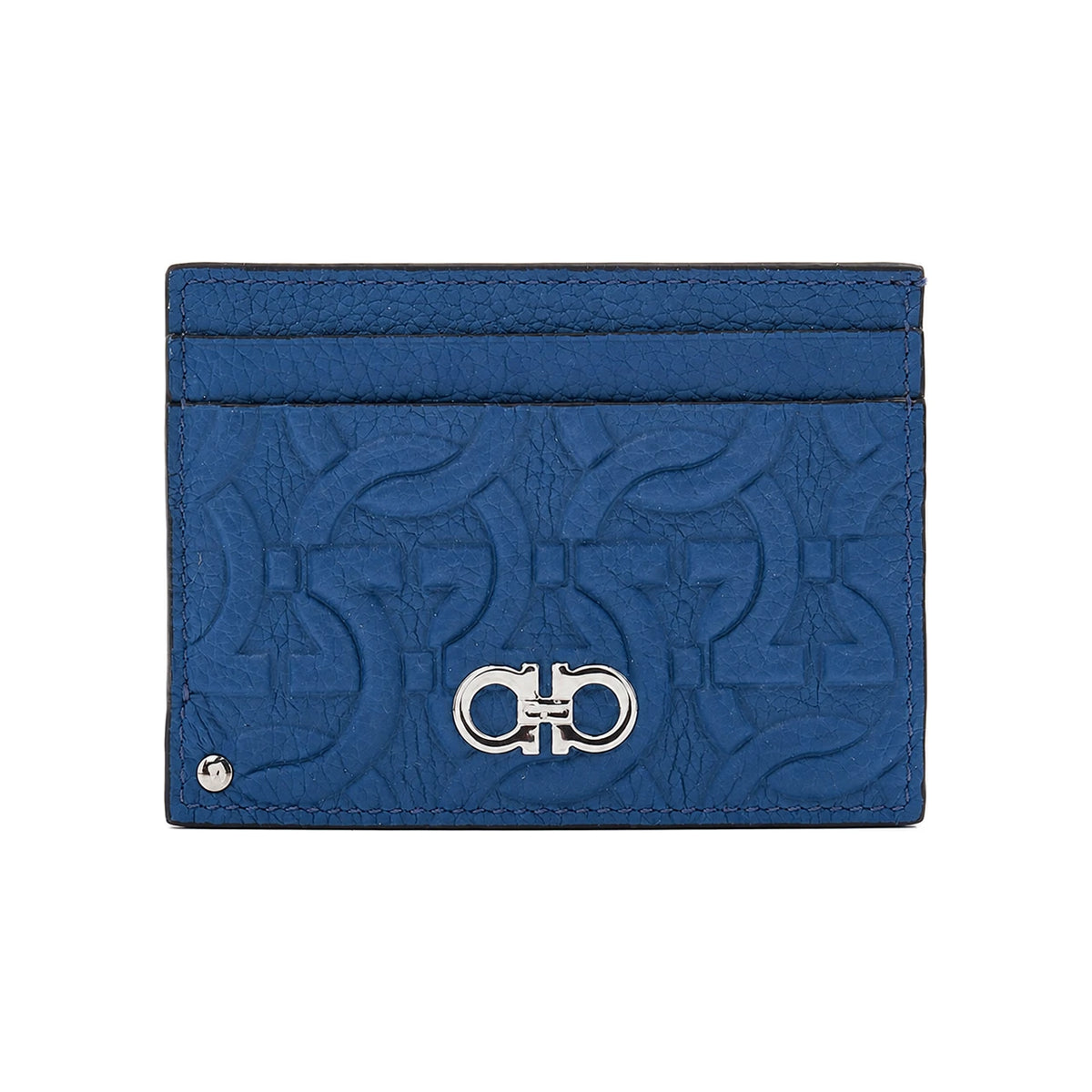 Ferragamo Gancini Leather Card Holder for Men 66 1121 DENIM 0758019