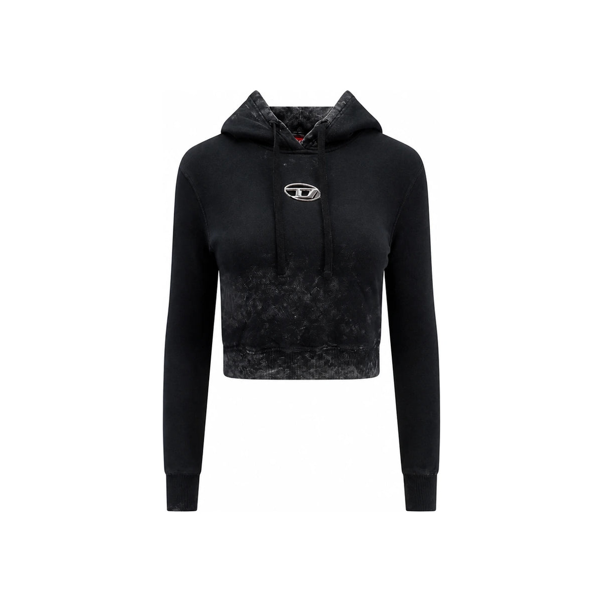 DIESEL Logo Crop Hoodie Women’s 24FW Black Cotton A14492 0IPAC 900