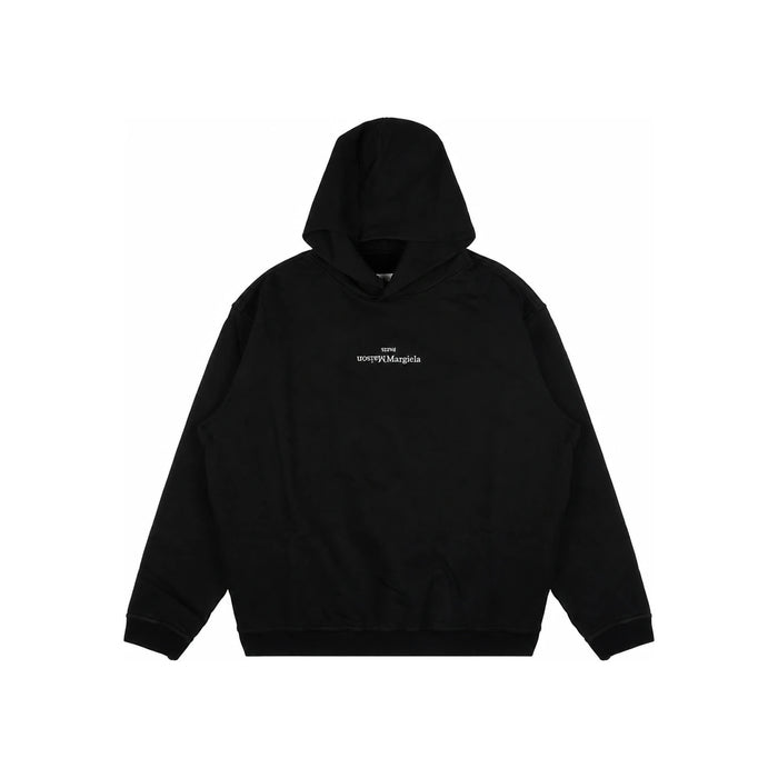Maison Margiela Upside-Down Embroidered Logo Hoodie Men Black