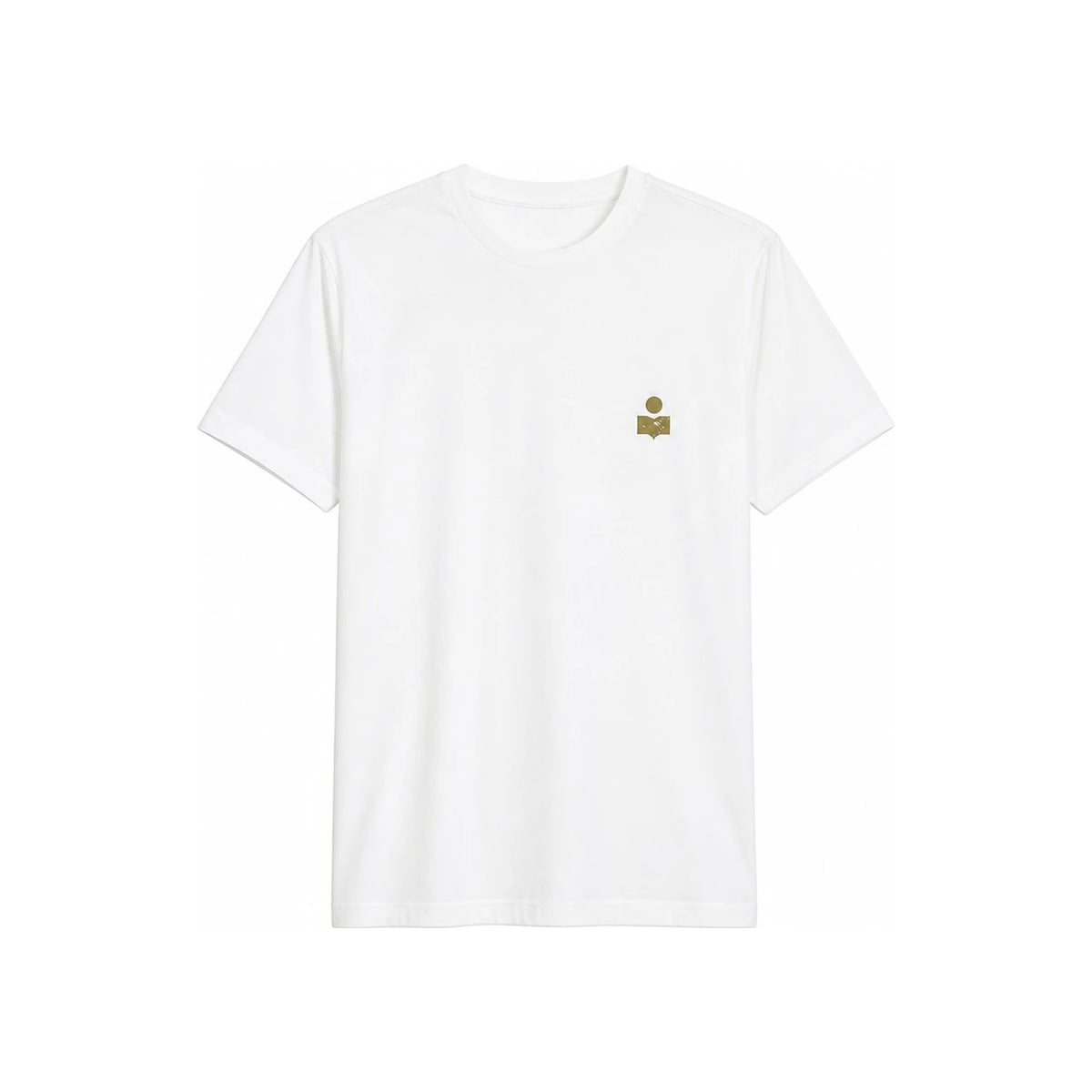 Isabel Marant Khaki White Zapper Logo Print Cotton T-Shirt Men