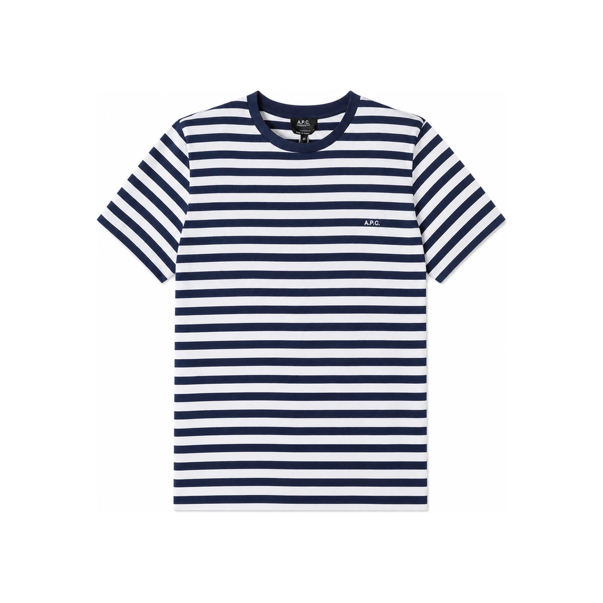 A.P.C. Logo Stripe Short Sleeve Unisex T-Shirt M26419 IAK DARK NAVY