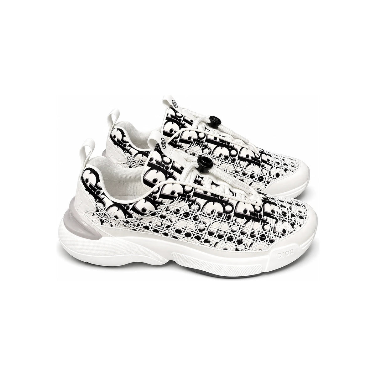DIOR Men B24 Oblique Cannage Motif White Low-Top Sneakers