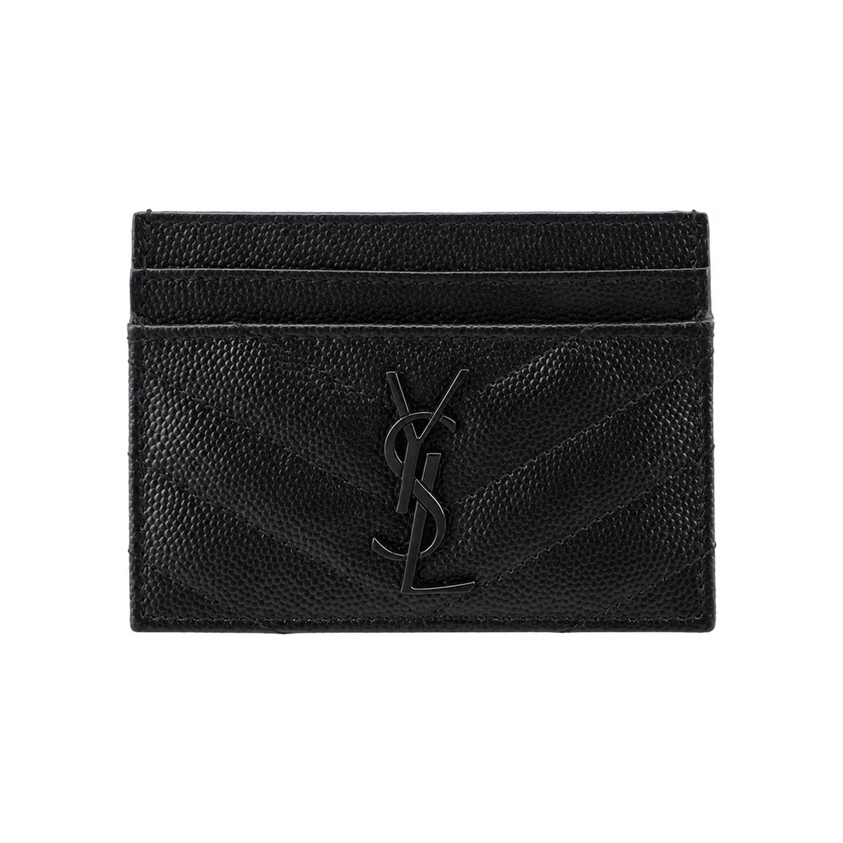 Saint Laurent Cassandra Matelassé Leather Card Holder Black