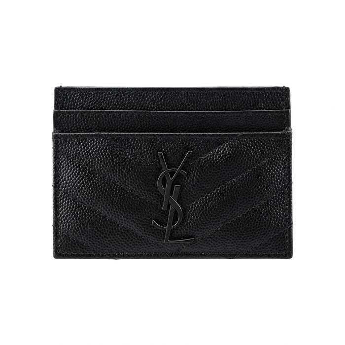 Saint Laurent Cassandra Matelassé Leather Card Holder Black