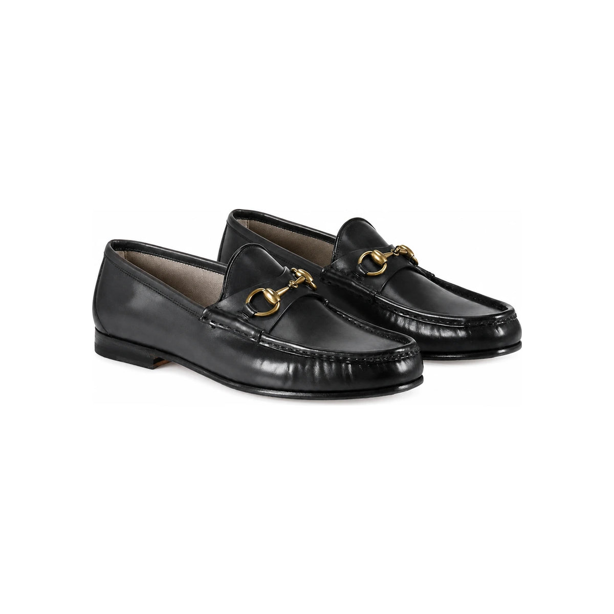 GUCCI Black Leather Penny Loafers