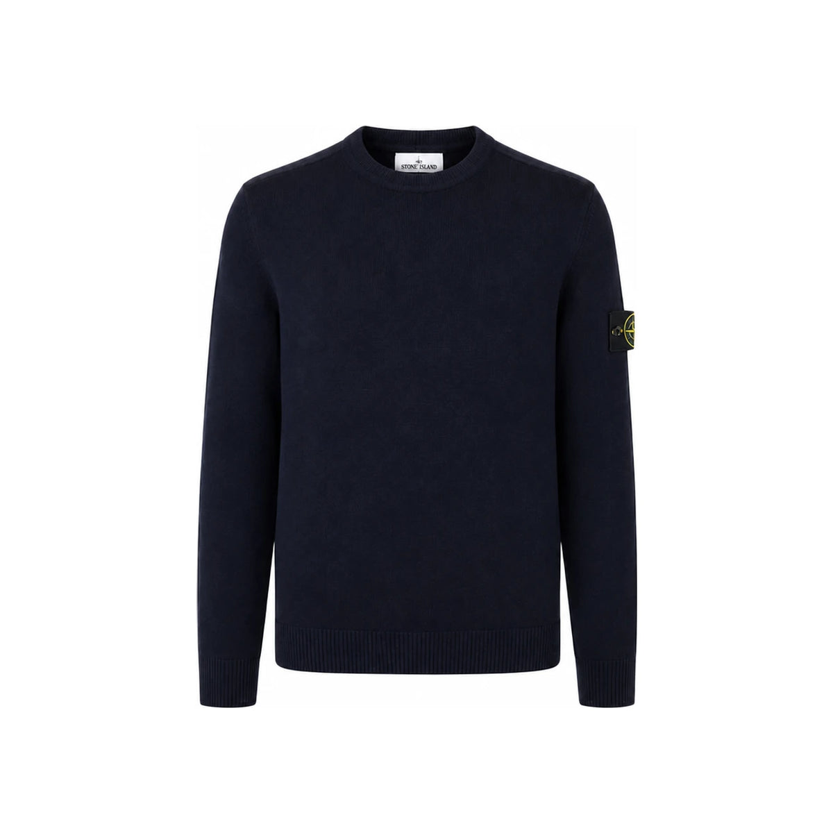 STONE ISLAND Navy Crewneck Knit Sweater with Patch Badge for Men