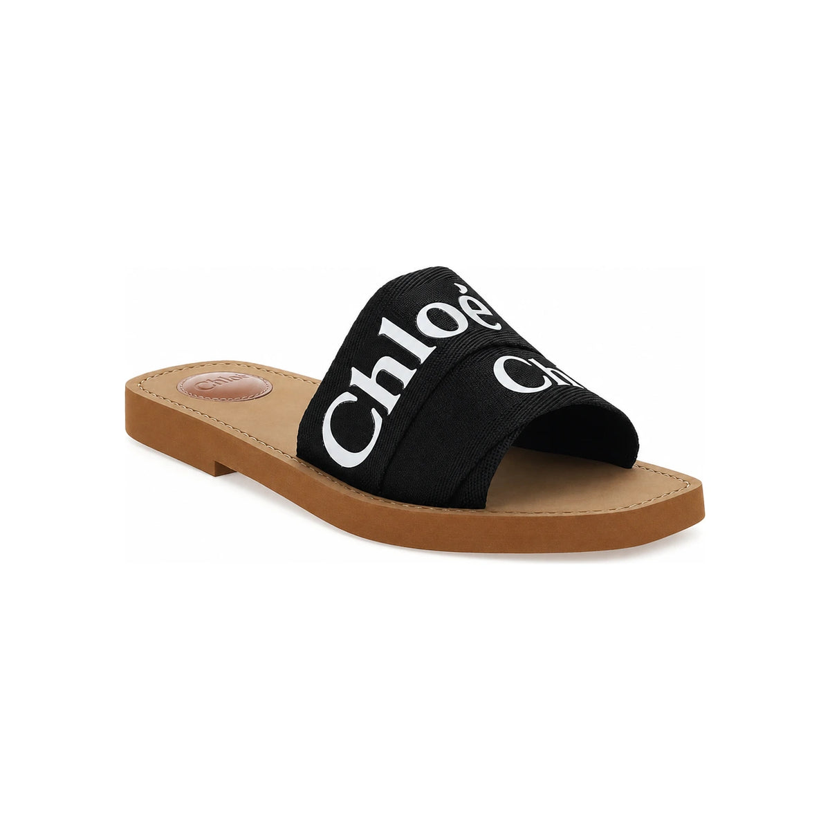Chloe Woody Logo Strap Sandals Black