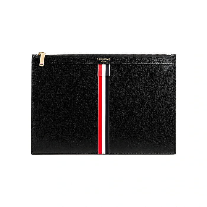 THOM BROWNE Tricolor Stripe Small Leather Tablet Pouch