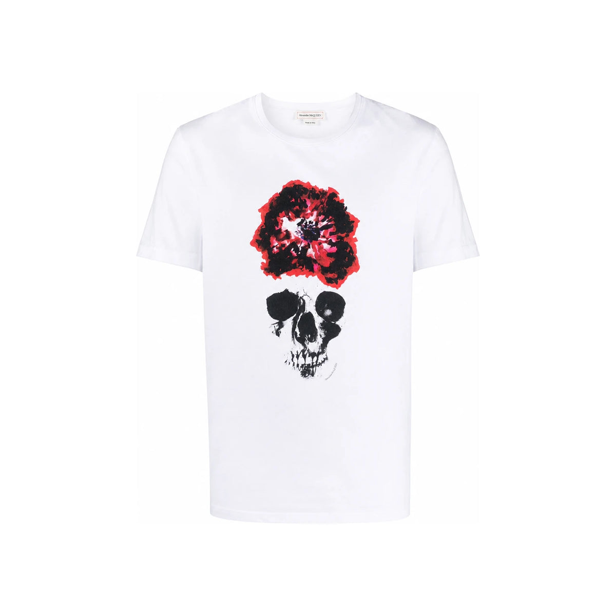 Alexander Mcqueen 15th Anniversary Flower Skull White Short Sleeve T-Shirt