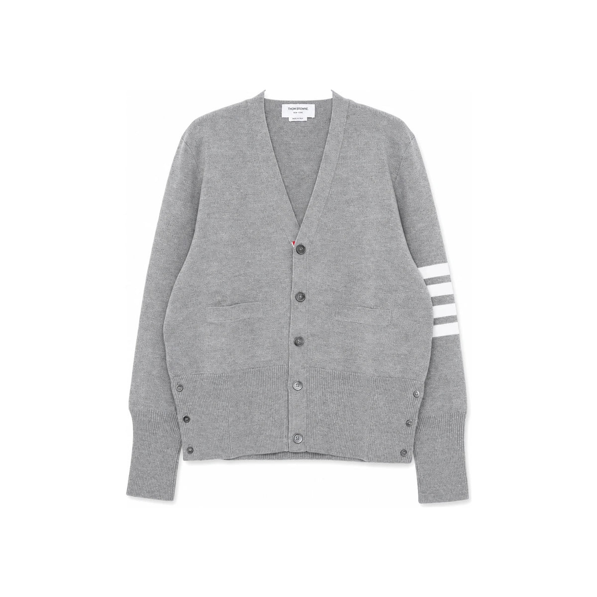 THOM BROWNE Diagonal Stripe Milano Stitch Wool Cardigan Gray Men