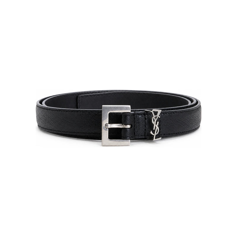 Saint Laurent Monogram Leather Belt Black Men’s