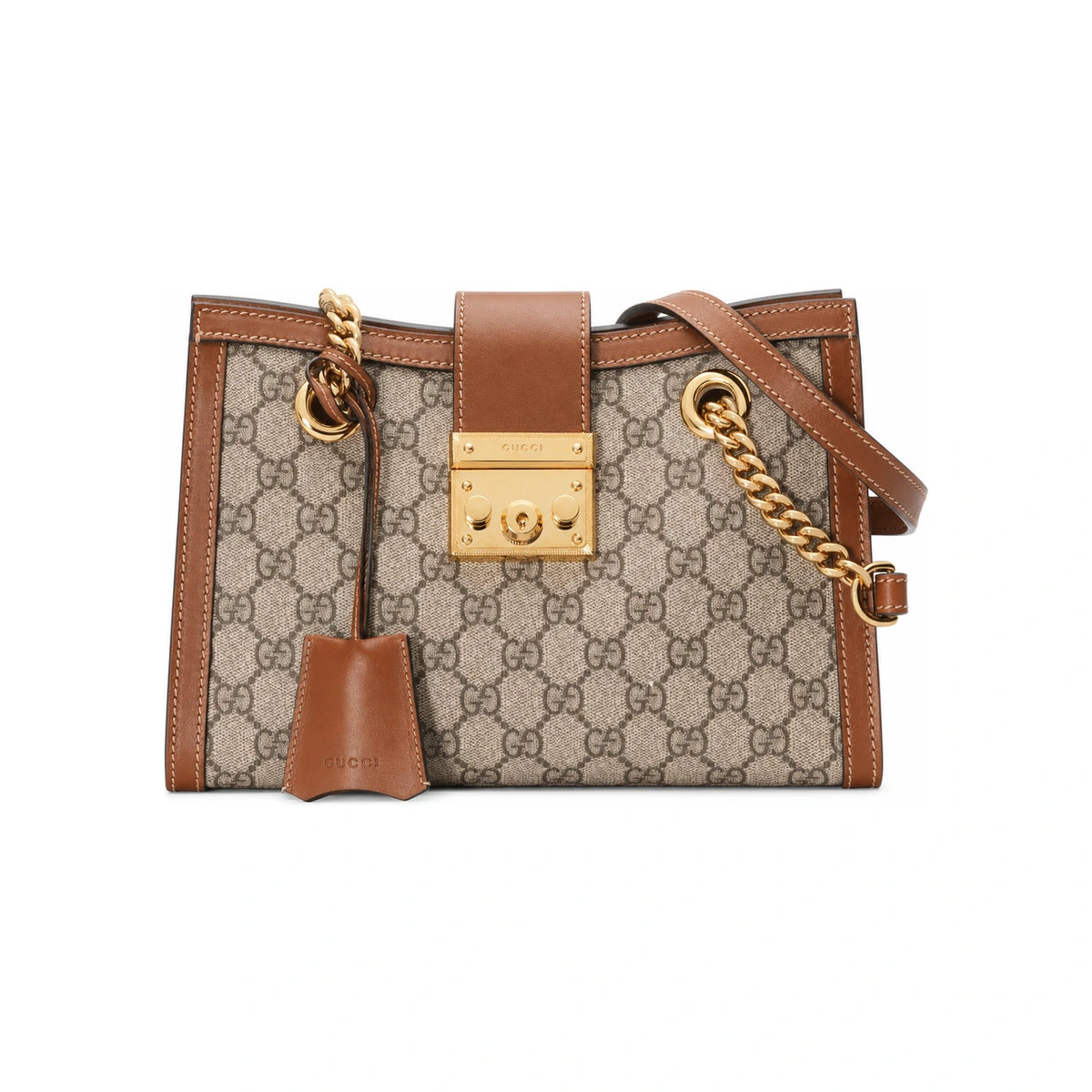 GUCCI Canvas Web Stripe Brown Shoulder Bag