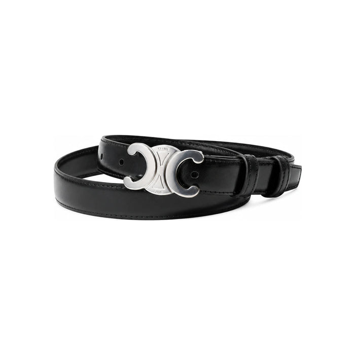 CELINE Triomphe Men’s Leather Belt Silver Buckle