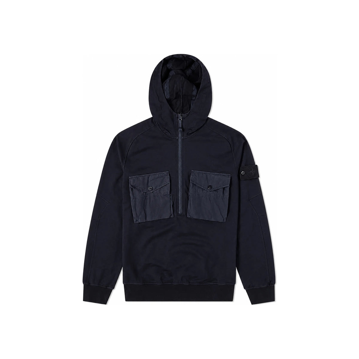 STONE ISLAND Ghost Piece Half-Zip Hoodie Navy Men’s Pullover Hoodie