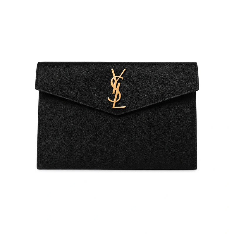 Saint Laurent Monogram Uptown Black Leather Clutch
