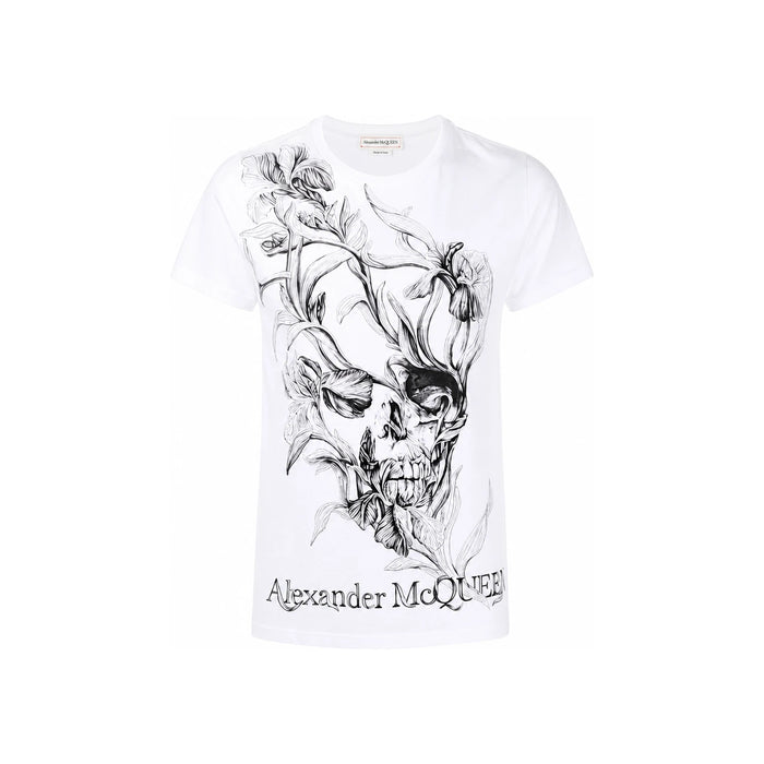 Alexander Mcqueen Iris Logo Print Short Sleeve T-Shirt White