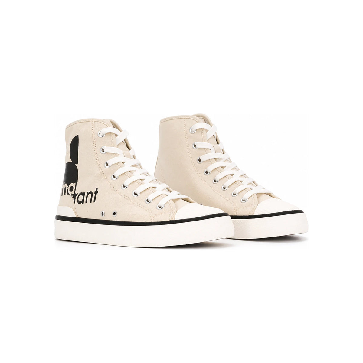 Isabel Marant Logo Canvas High-Top Sneakers Chalk