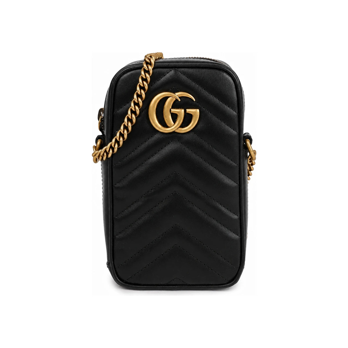 GUCCI GG Marmont Mini Leather Shoulder Bag Black 598597 DTDCT 1000