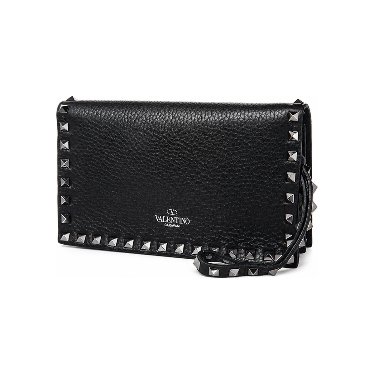VALENTINO Rockstud 15th Anniversary Black Leather Clutch Bag