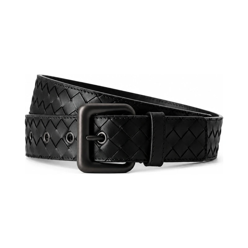 Bottega Veneta Intrecciato VN Black Leather Men's Belt