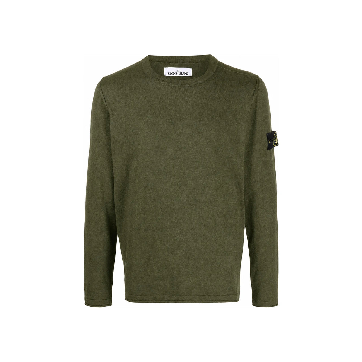 STONE ISLAND Khaki Anniversary Badge Patch Crewneck Knit Sweater