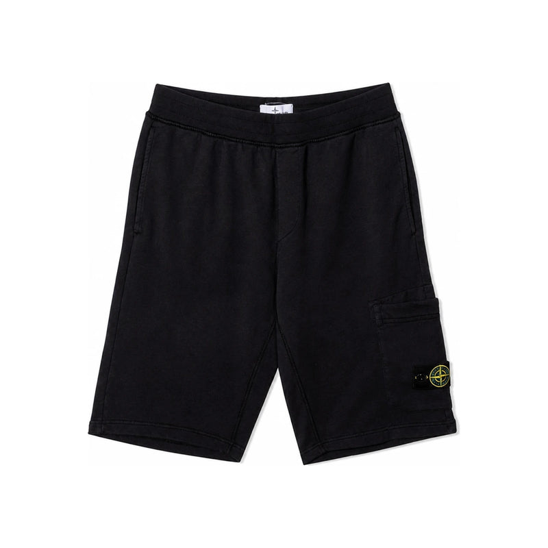 STONE ISLAND Womens Black Cargo Fleece Shorts with Patch