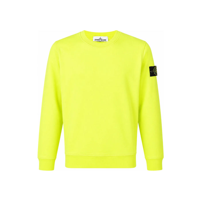 STONE ISLAND Neon Green Woven Patch Crewneck Sweatshirt for Men