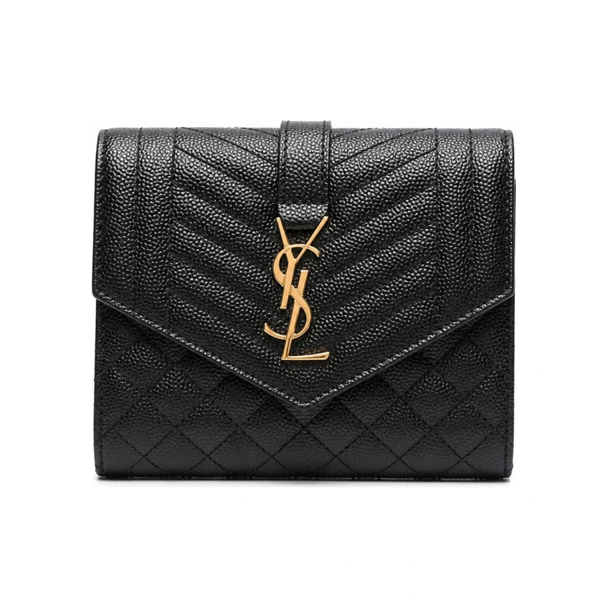 Saint Laurent Mix Matelassé Monogram Small Bifold Wallet Black Leather