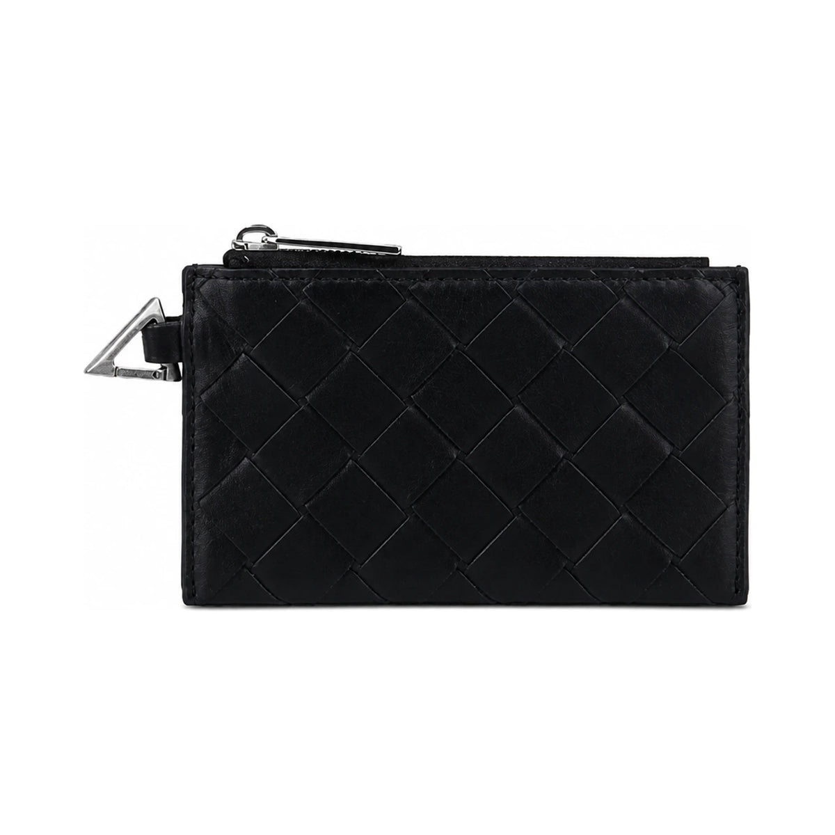 Bottega Veneta Black Leather Card Holder Keyring Wallet